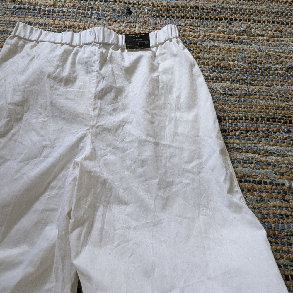 Sold!!!!NWD Banana Republic White Linen Blend Pants 10 Wide Leg B Coastal*Flaws* - Picture 9 of 11